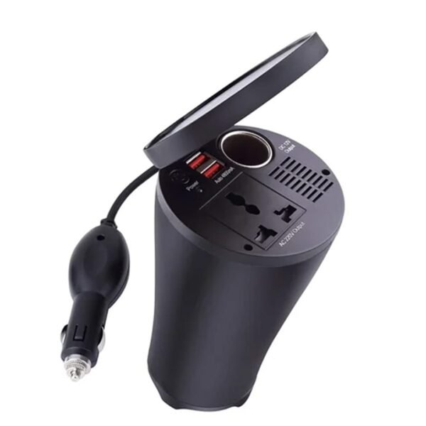 محول من ولاعة السيارة لفيشة ومدخلينCar Cup Holder150w Usb